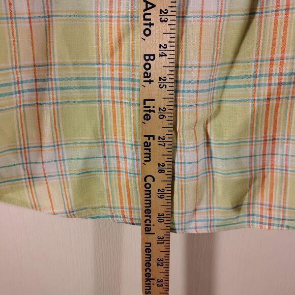 Brooks Brothers Vintage shirt mens M Medium green plaid pastel made in USA long - Picture 5 of 7